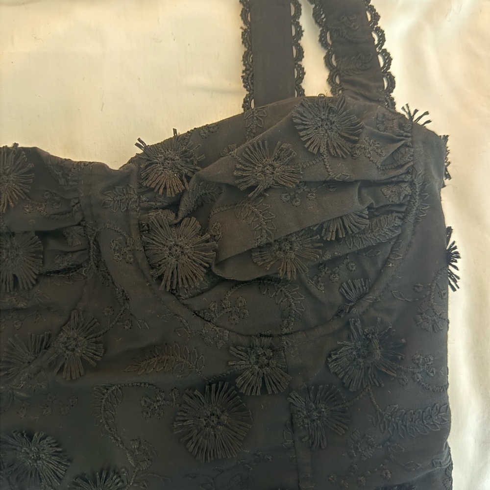 FARM Rio Black Textured Bustier Top - Picture 2 of 2